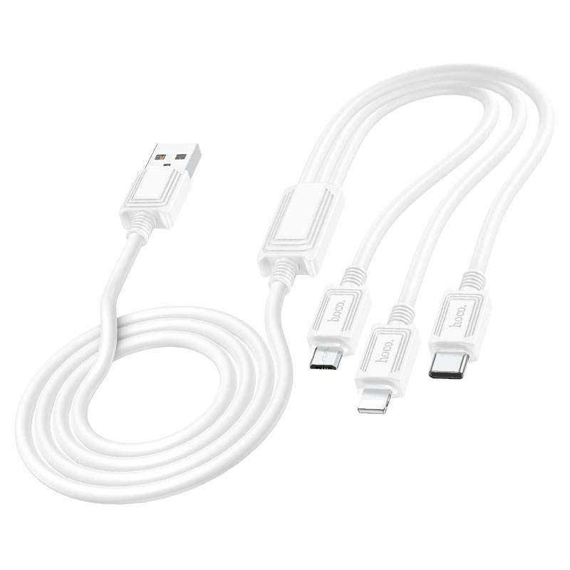 Ladekabel USB-A - Lightning / microUSB / USB-C HOCO X74 3in1, 18W, 1m, Hvit