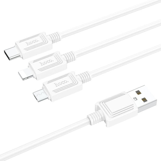 Ladekabel USB-A - Lightning / microUSB / USB-C HOCO X74 3in1, 18W, 1m, Hvit