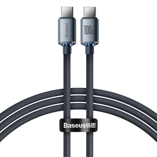 USB-C data- og ladekabel - USB-C Baseus Crystal Shine Series, 100 W, 1,2 m, svart CAJY000601
