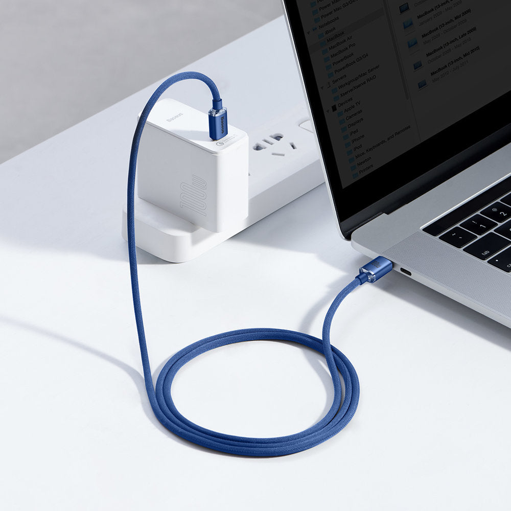 USB-C data- og ladekabel - USB-C Baseus Crystal Shine Series, 100W, 1.2m, Blå CAJY000603