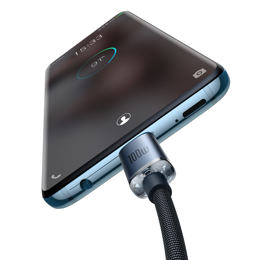 USB-C data- og ladekabel - USB-C Baseus Crystal Shine Series, 100W, 1.2m, Svart CAJY000601