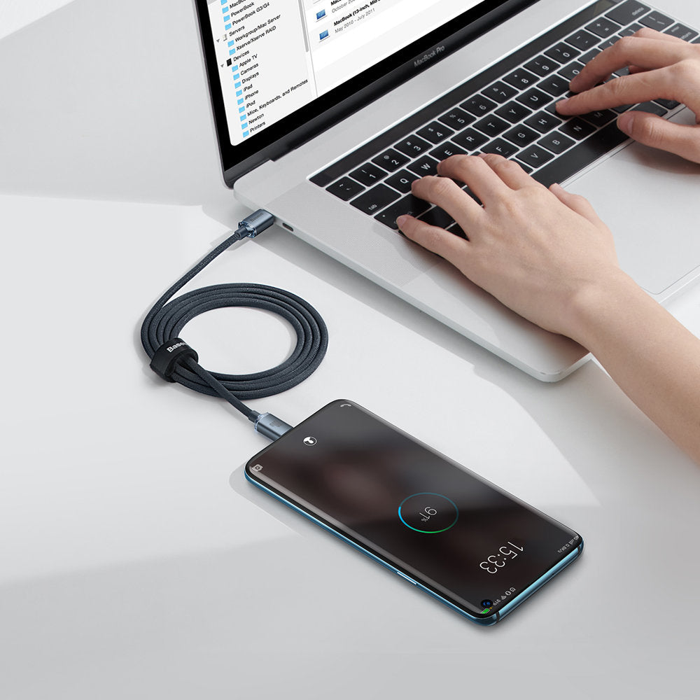 USB-C data- og ladekabel - USB-C Baseus Crystal Shine Series, 100W, 1.2m, Svart CAJY000601