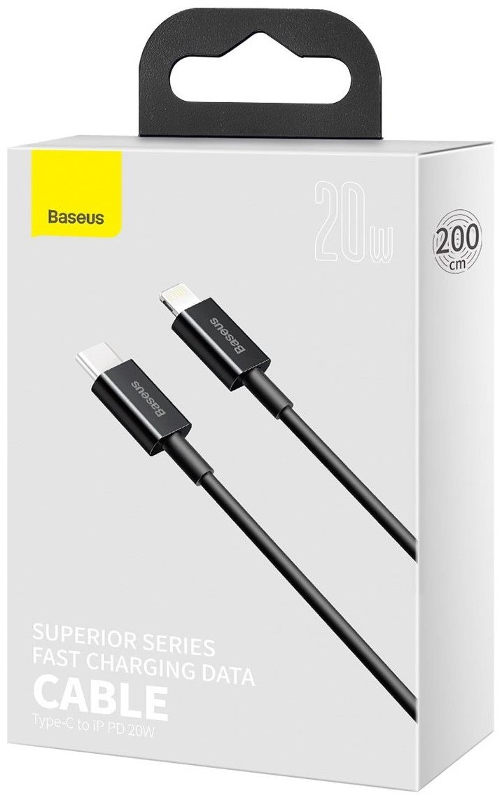 Baseus Superior Series USB-C - Lightning data- og ladekabel, 20 W, 2 m, svart CATLYS-C01