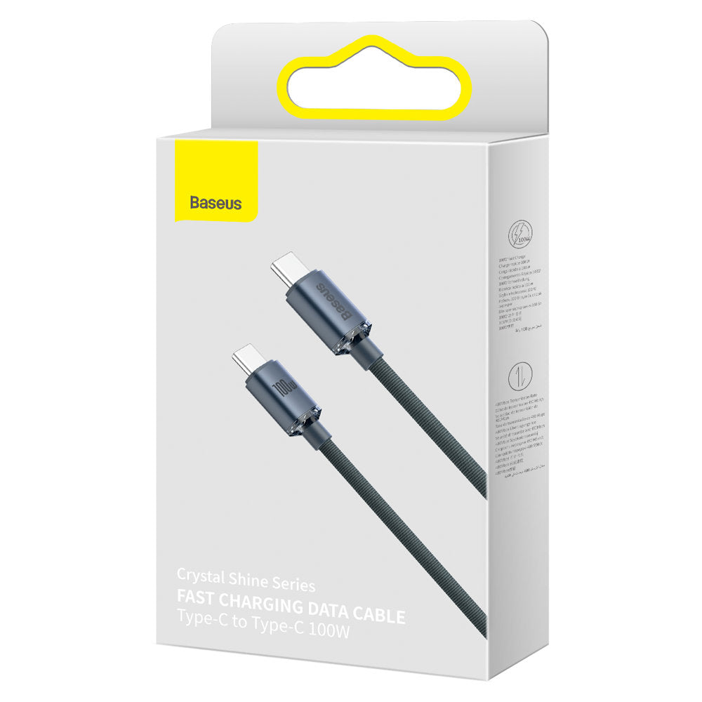 USB-C data- og ladekabel - USB-C Baseus Crystal Shine Series, 100W, 1.2m, Svart CAJY000601