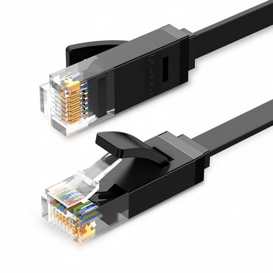 Nettverkskabel UGREEN NW102 Flat, UTP, Cat6, 1m, Svart