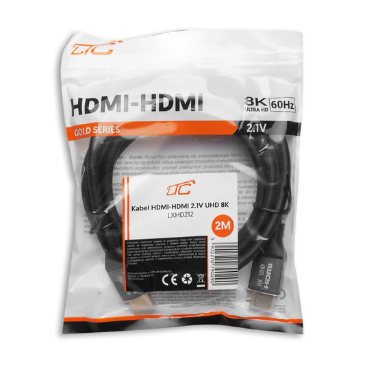LTC Gold videoskabel, HDMI - HDMI, 8K, 2m, svart