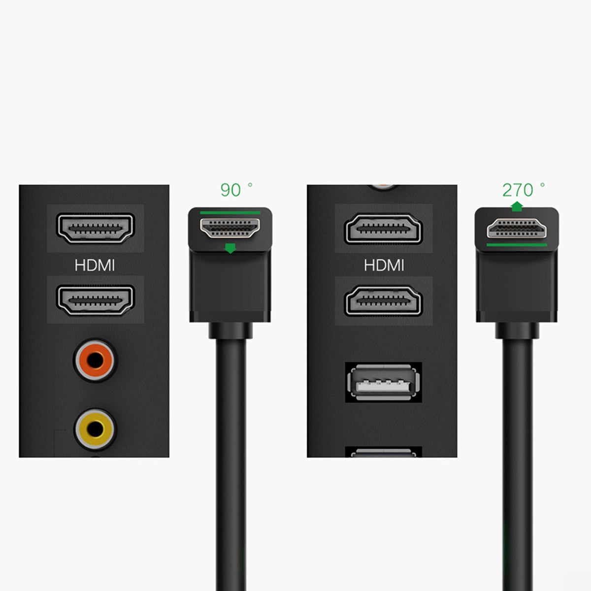 Videokabel UGREEN Vinklet, HDMI - HDMI, 4K, 1m, Svart
