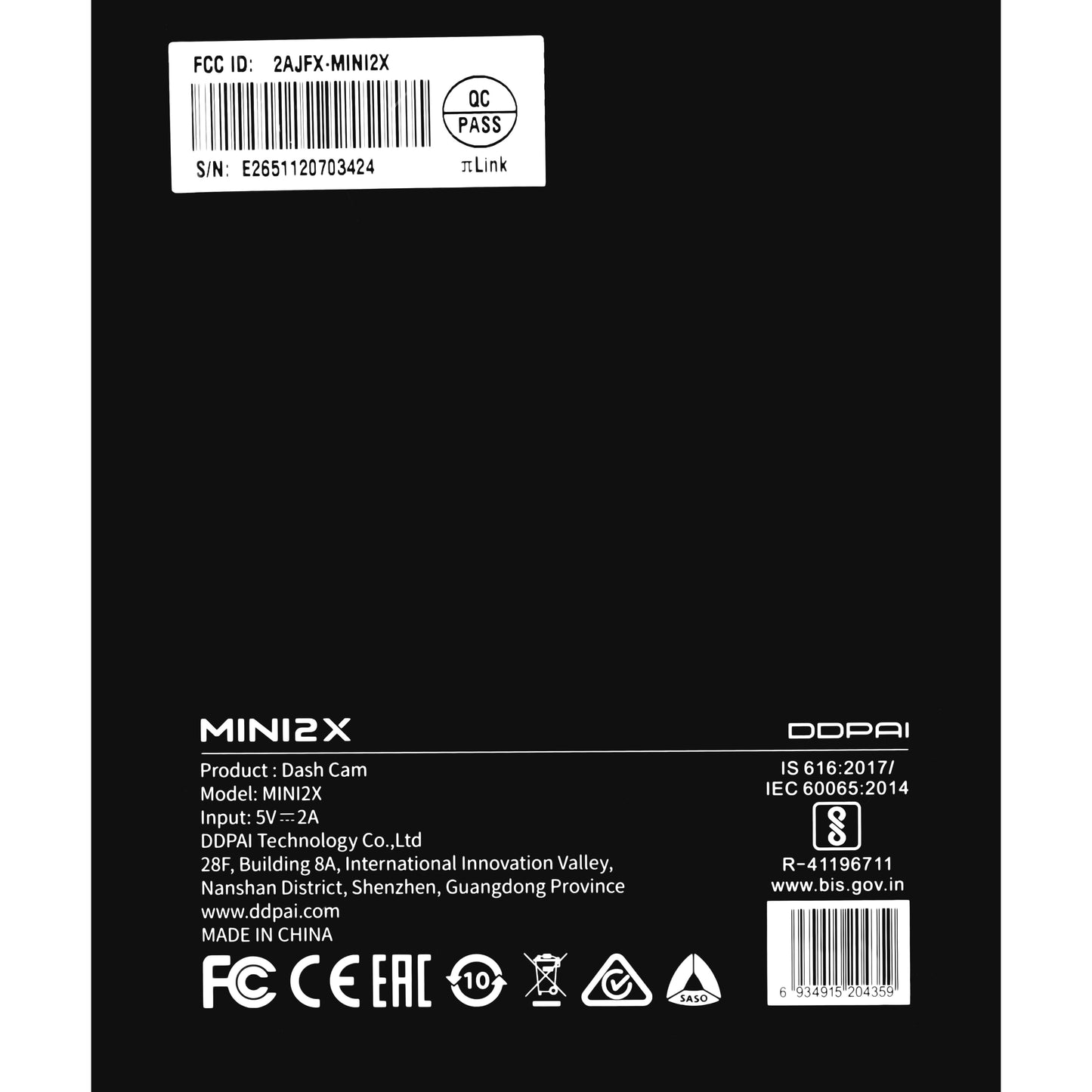 Bilkamera DDPAI MINI2X, 2K, Wi-Fi