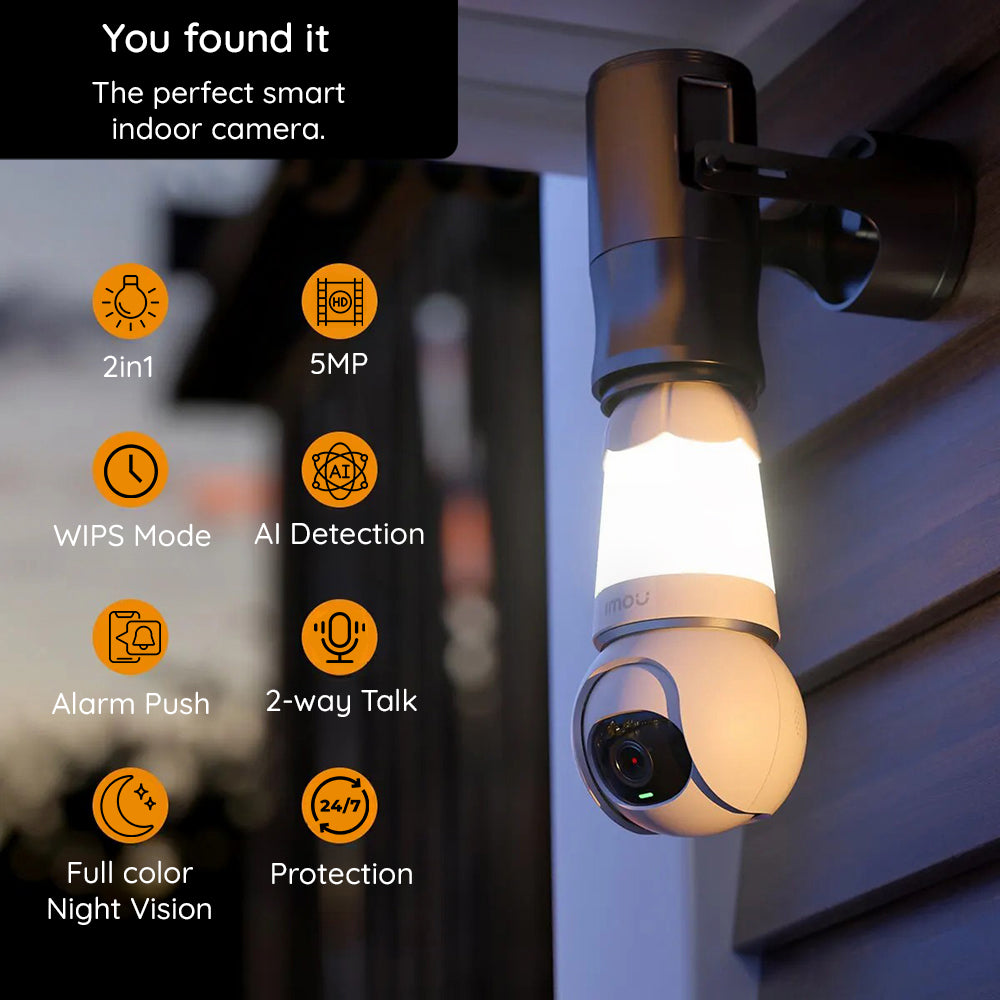 Imou Bulb overvåkningskamera, Wi-Fi, 2K, innendørs IPC-S6DP-5M0WEB-E27