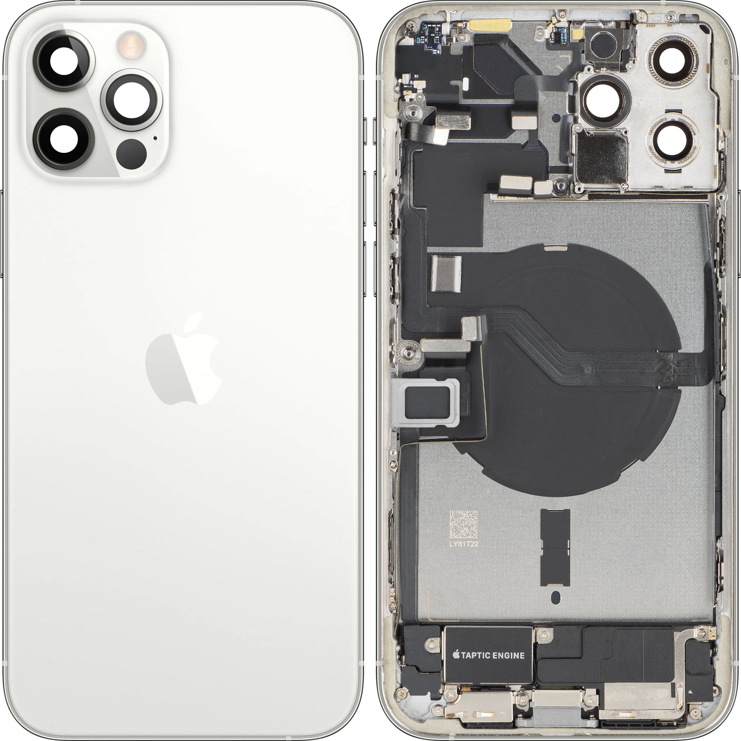 Batterideksel Apple iPhone 12 Pro Max, Med Midtramme, Full Deler, Sølv, Bytte