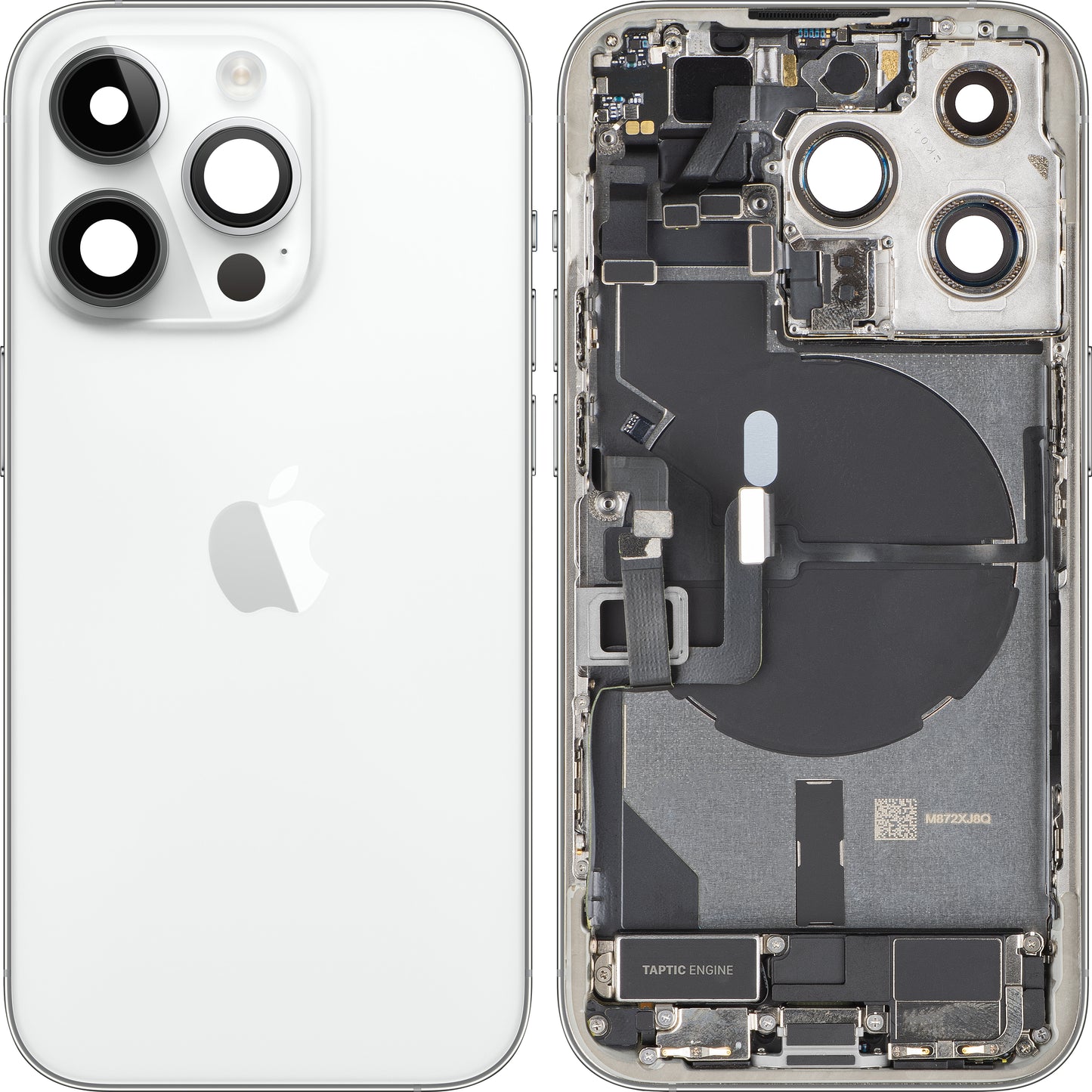 Batterideksel Apple iPhone 14 Pro, Med Midtramme, Full Deler, Sølv, Bytte