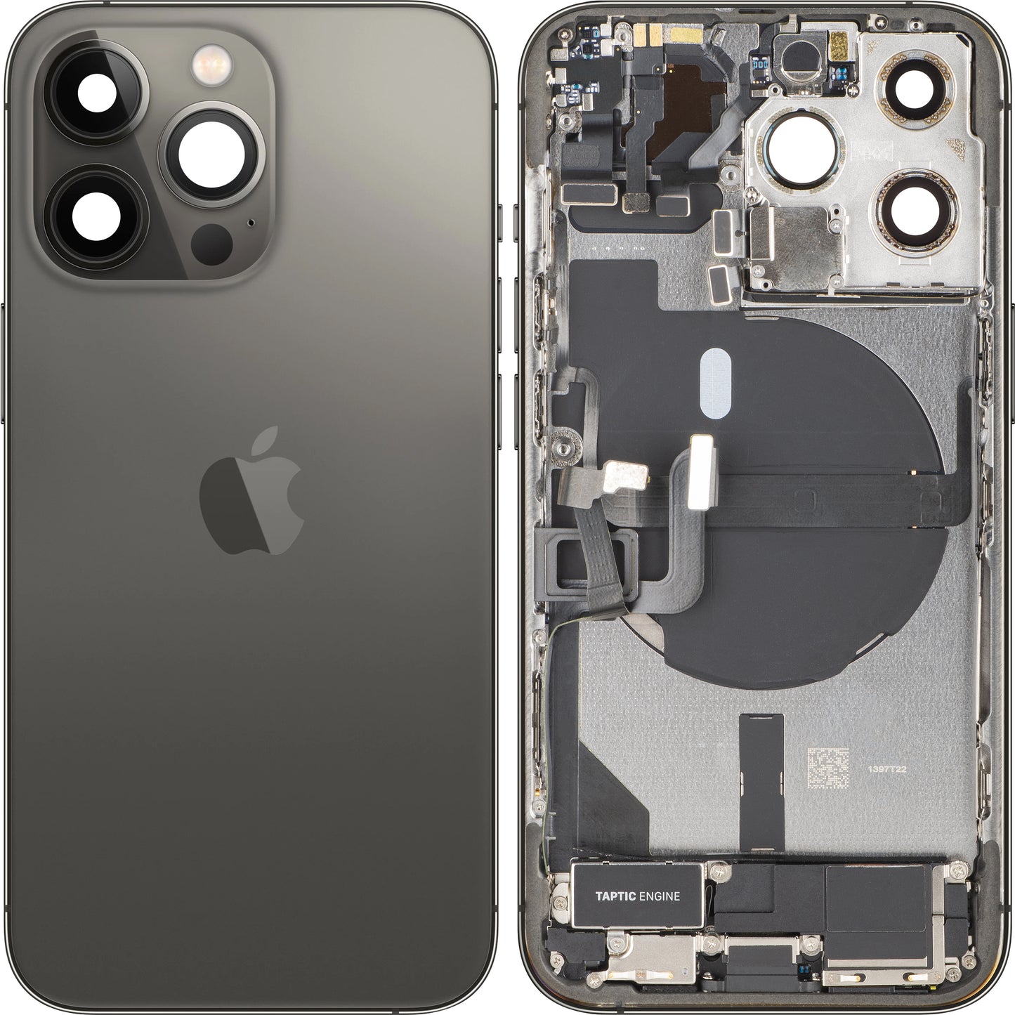Batterideksel Apple iPhone 13 Pro, Med Midtramme, Full Deler, Svart (Graphite), Swap