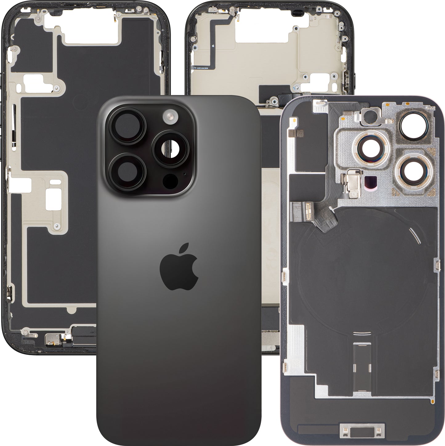 Batterideksel Apple iPhone 16 Pro, Med Midtramme, Full Deler, Svart (Black Titanium), Bytte