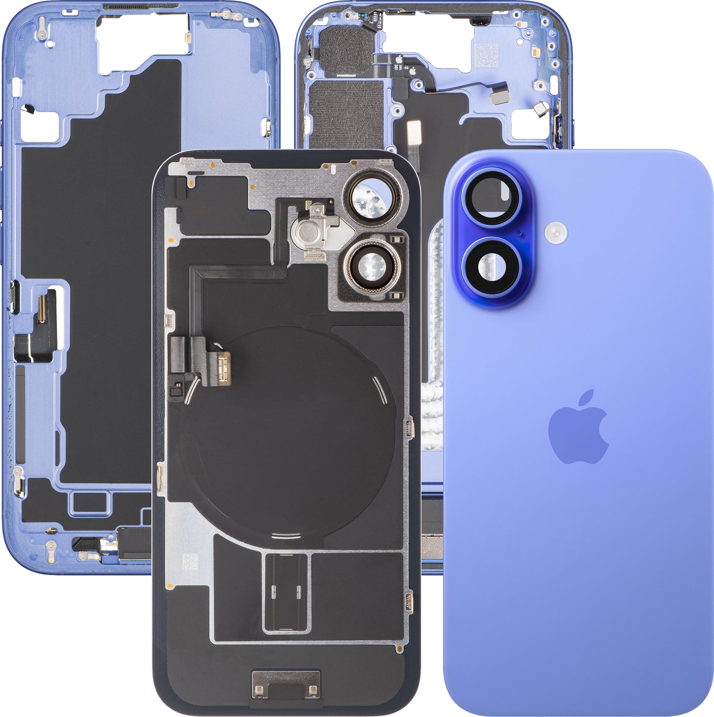 Batterideksel Apple iPhone 16, Med Midtramme, Full Deler, Blå (Ultramarin), Bytte