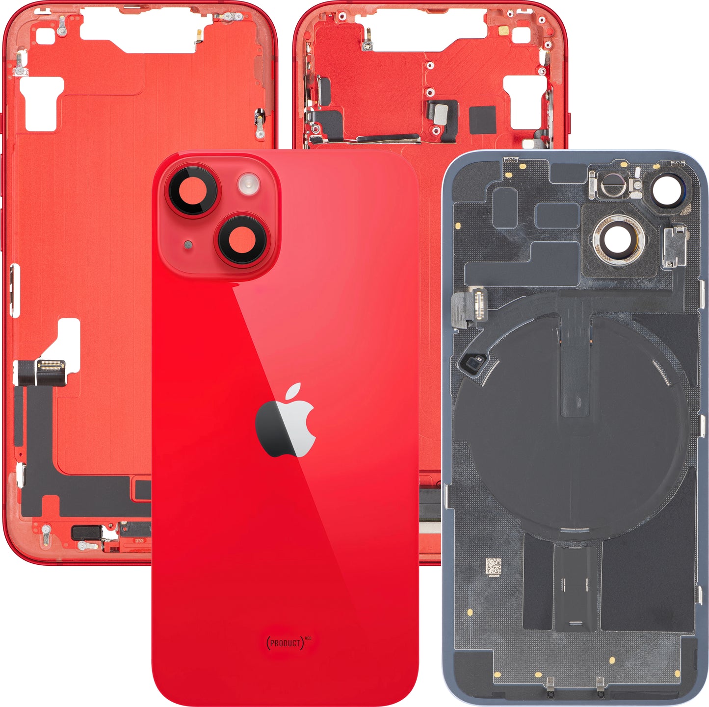 Batterideksel Apple iPhone 14, Med Midtramme, Full Deler, Rød, Bytte