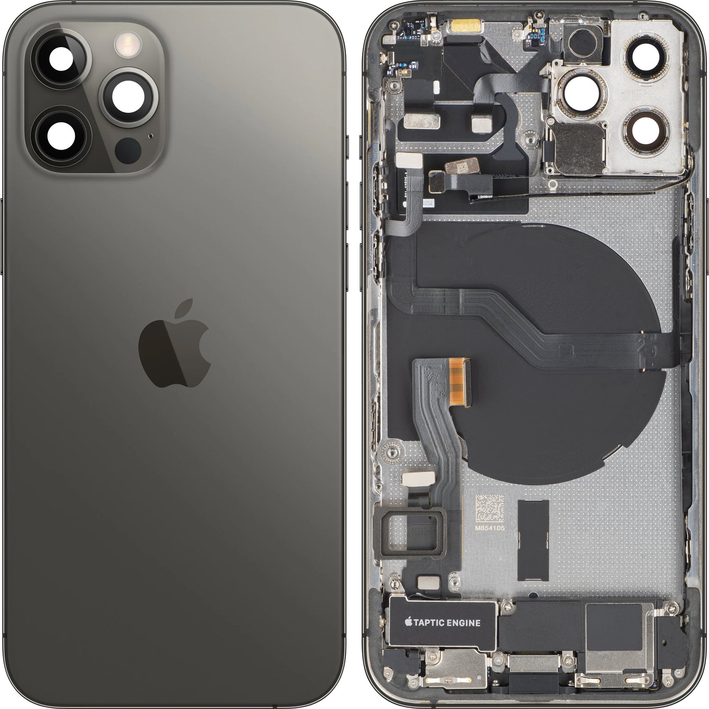 Batterideksel Apple iPhone 12 Pro, Med Midtramme, Fullstendige Deler, Grå (Graphite), Swap