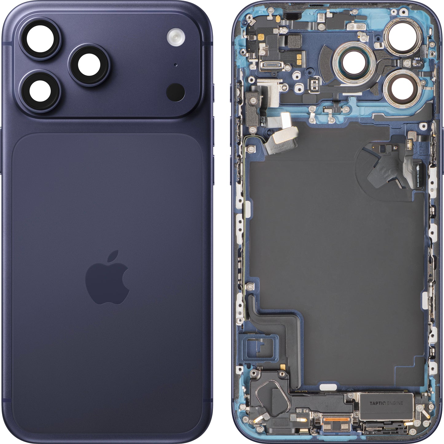 Batterideksel Apple iPhone 17 Pro Max, med midtre ramme, komplette deler, dyp blå (Deep Blue), bytte