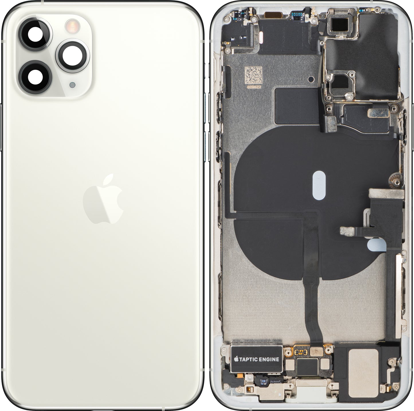 Batterideksel Apple iPhone 11 Pro, med mellomramme, komplette deler, sølv, bytte