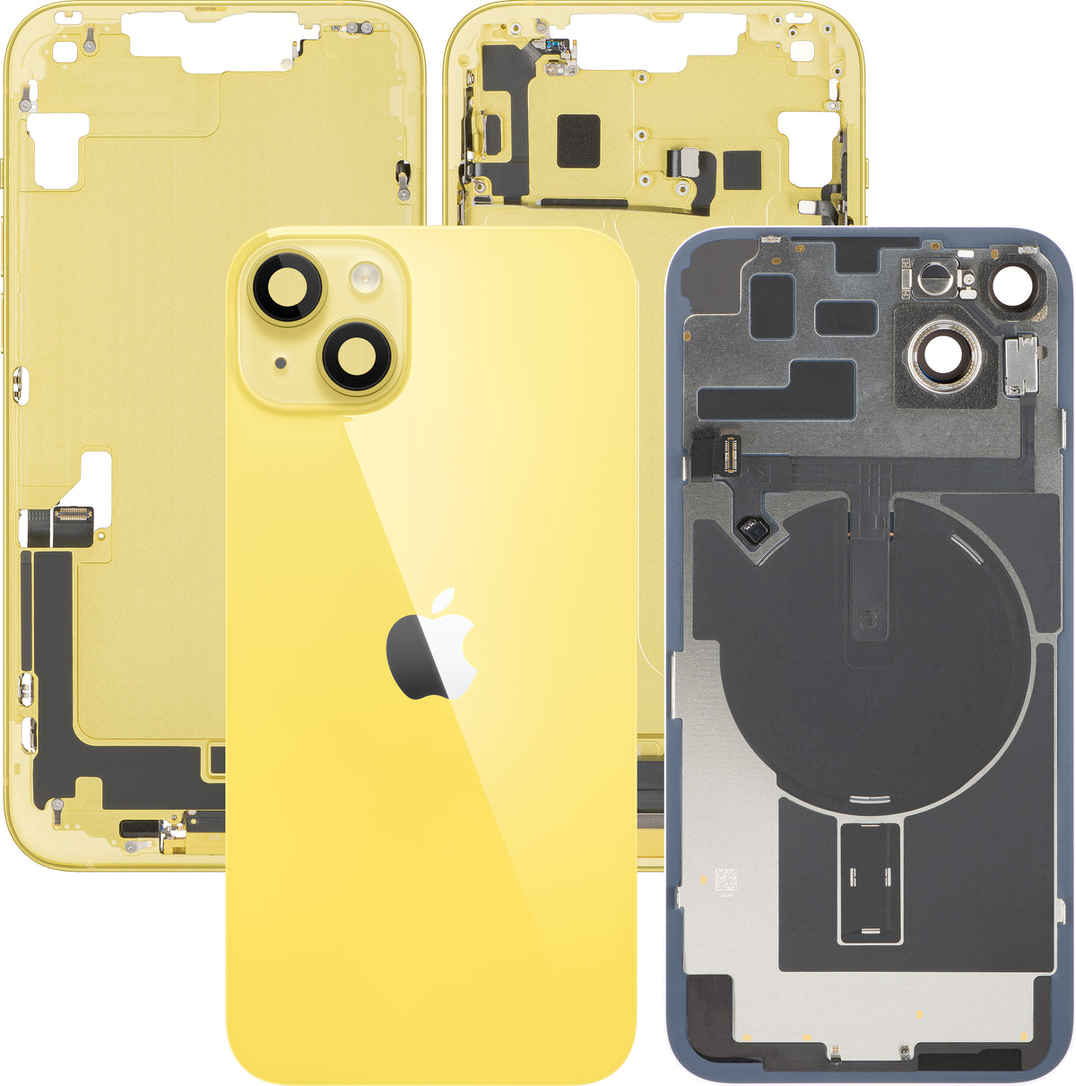 Batterideksel Apple iPhone 14 Plus, med mellomramme, komplette deler, gul, premium bytte