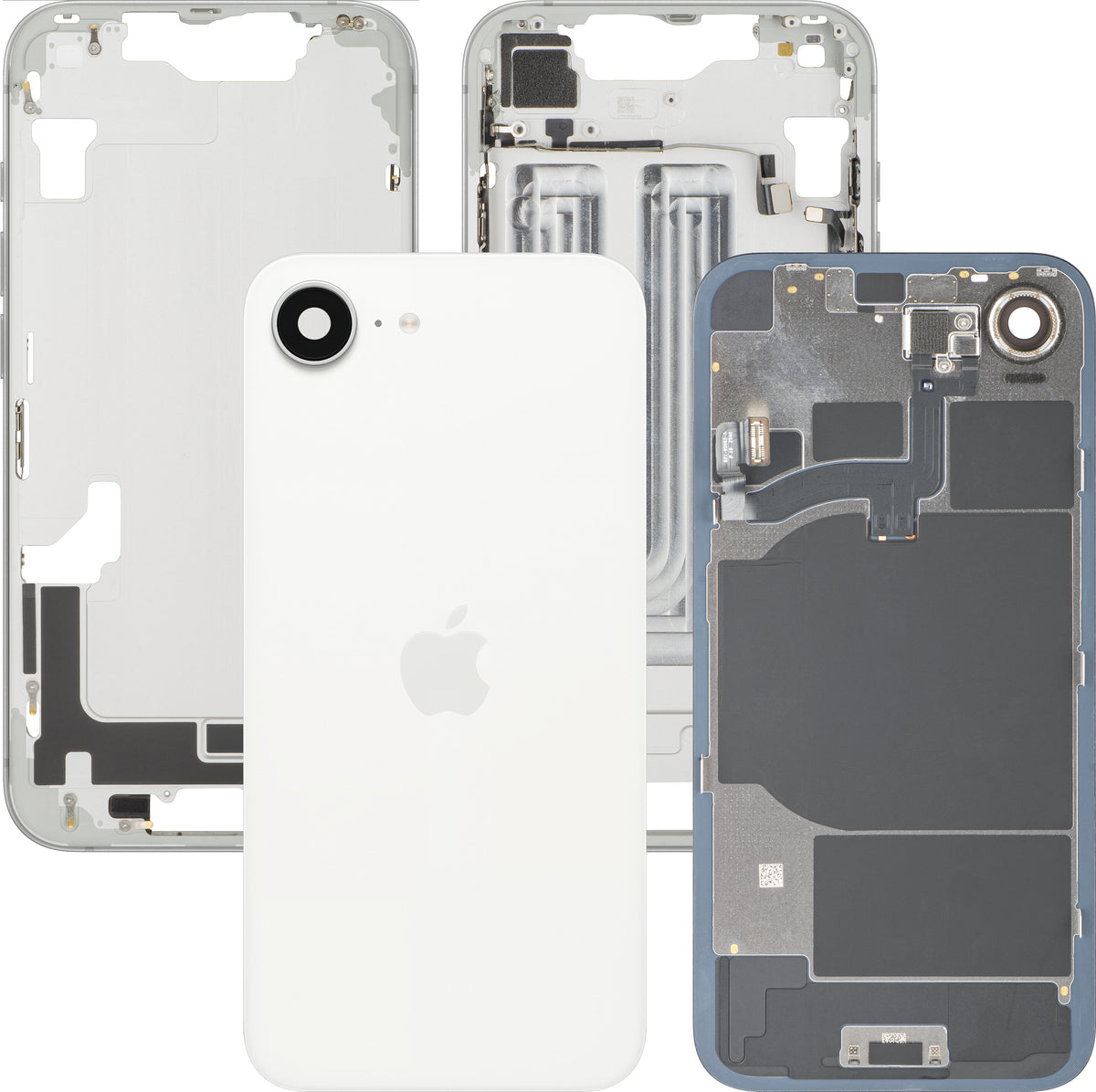 Batterideksel Apple iPhone 16e, med midtre deksel, hvit, premium bytte