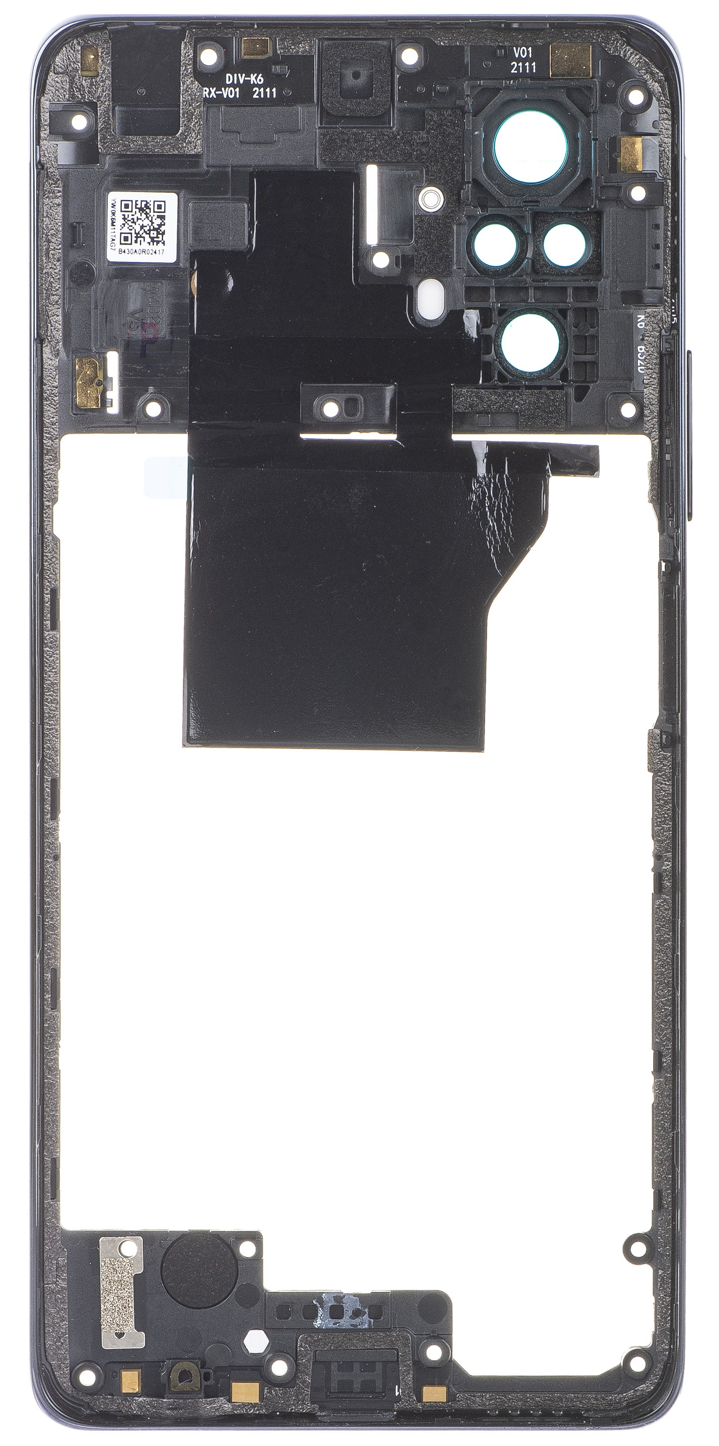 Midtre Deksel - Bakre Kameralins Xiaomi Redmi Note 10 Pro, Grå