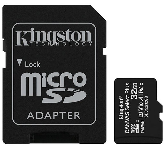 Minnekort microSDHC Kingston Canvas Select Plus Android A1, 32 GB, klasse 10 / UHS-1 U1, med SD-adapter SDCS2/32 GB