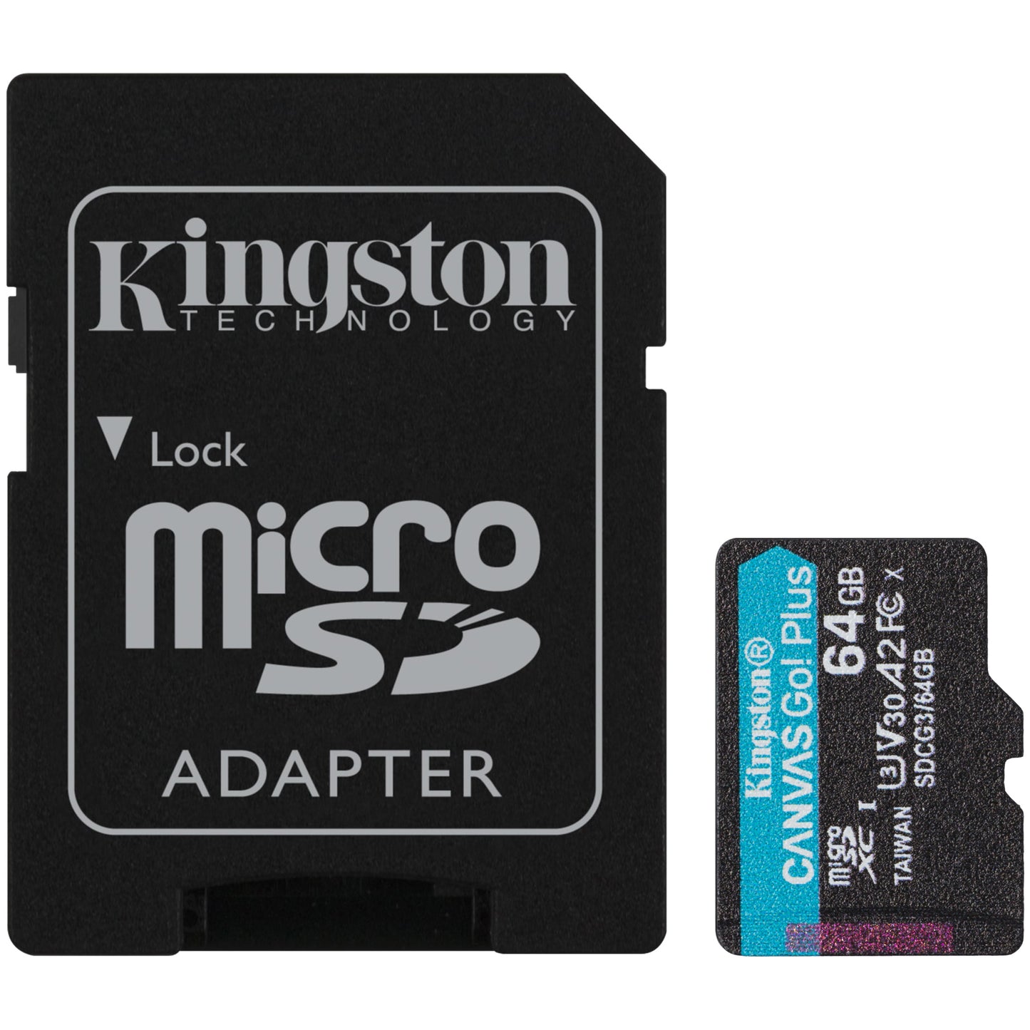 Kingston Canvas Go Plus microSDXC-minnekort Kingston Canvas Go Plus, 64 GB, klasse 10 / UHS-1 U3, med SDCG3/64 GB-adapter