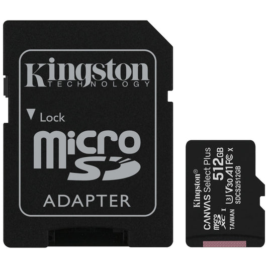 Minnekort microSDXC Kingston Canvas Select Plus, 512 GB, klasse 10 / UHS-1 U3, med adapter SDCS2/512 GB