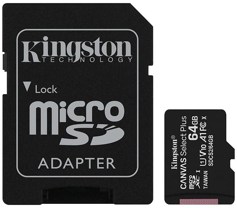 Kingston Canvas Select Plus Android A1 microSDXC Minnekort, 64Gb, Klasse 10 / UHS-1 U1, Med Adapter SDCS2/64GB