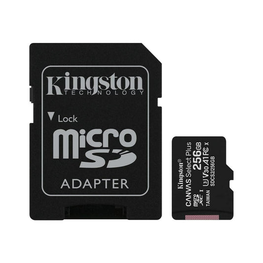 Kingston Canvas Select Plus Android A1 microSDXC minnekort Kingston Canvas Select Plus Android A1, 256 GB, klasse 10 / UHS-1 U1, med SDCS2/256 GB-adapter