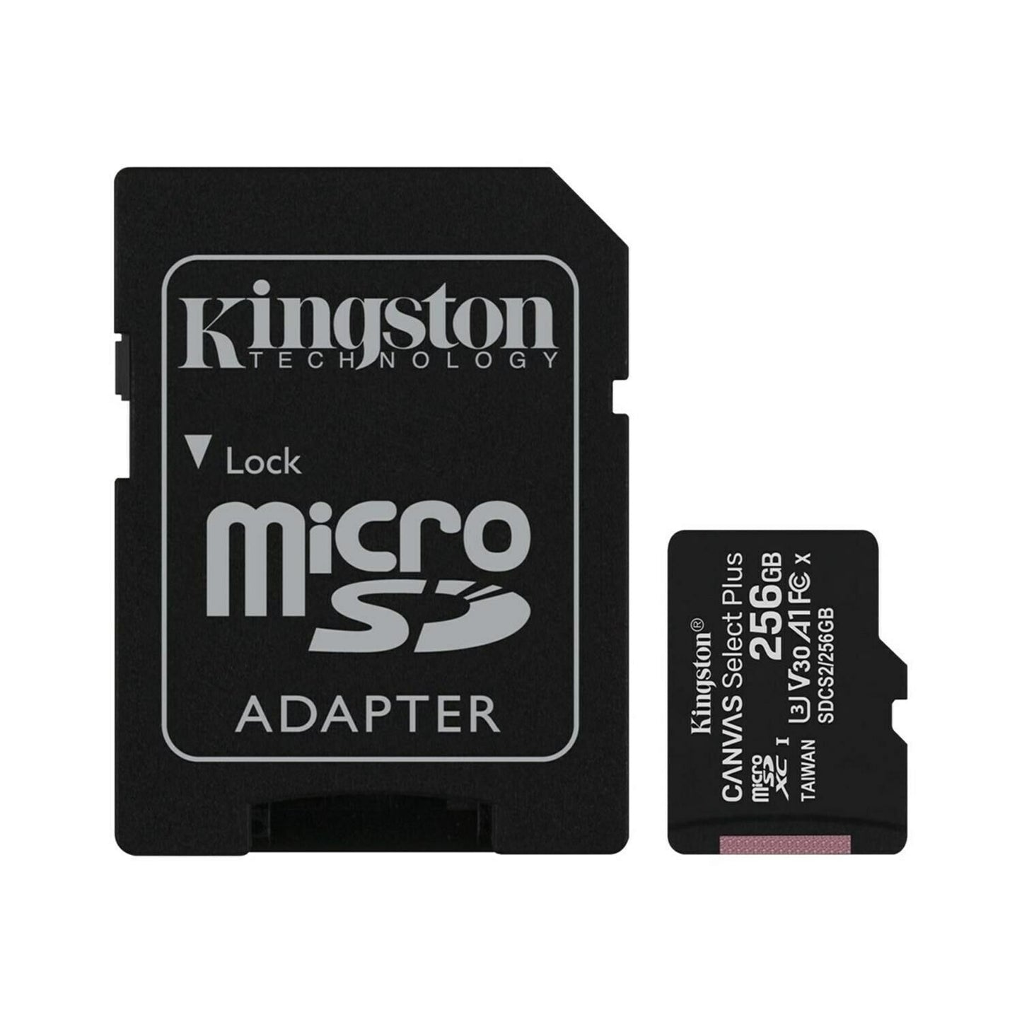 Kingston Canvas Select Plus Android A1 microSDXC minnekort Kingston Canvas Select Plus Android A1, 256 GB, klasse 10 / UHS-1 U1, med SDCS2/256 GB-adapter