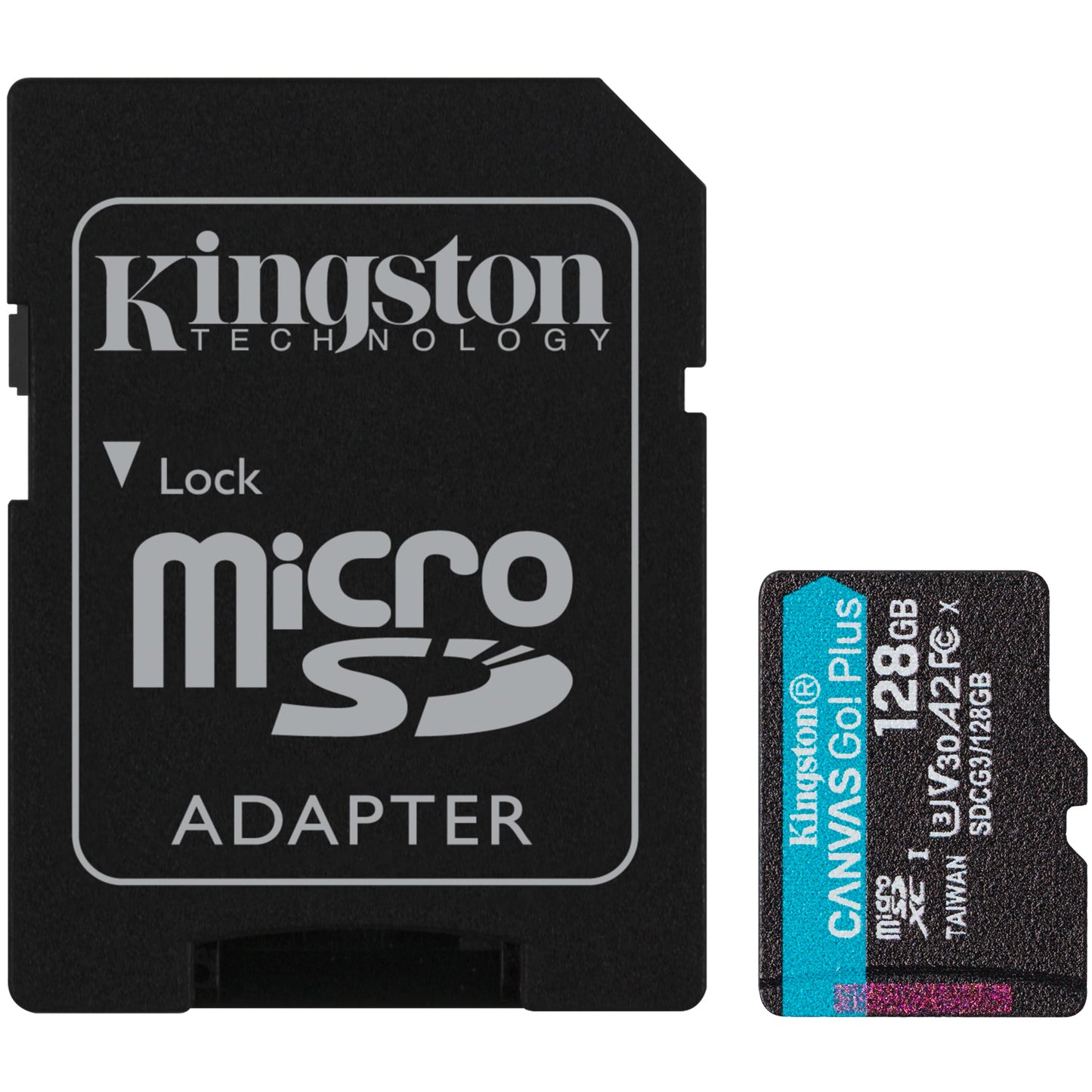 Minnekort microSDXC Kingston Canvas Go Plus, 128 GB, klasse 10 / UHS-1 U3, med adapter SDCG3/128 GB