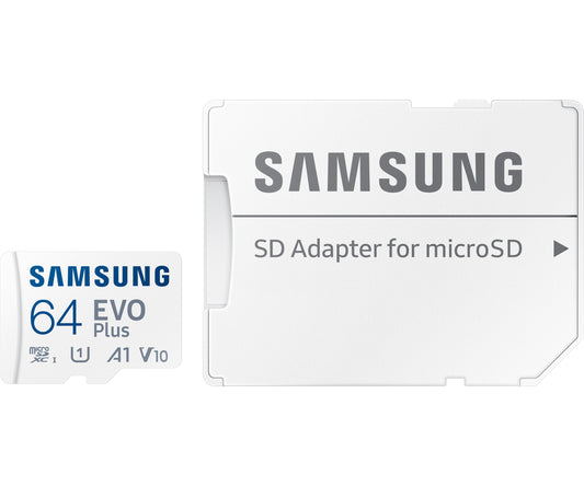 Samsung Evo Plus microSDXC minnekort, 64 GB, klasse 10 / UHS-1 U1, med adapter MB-MC64KA/EU
