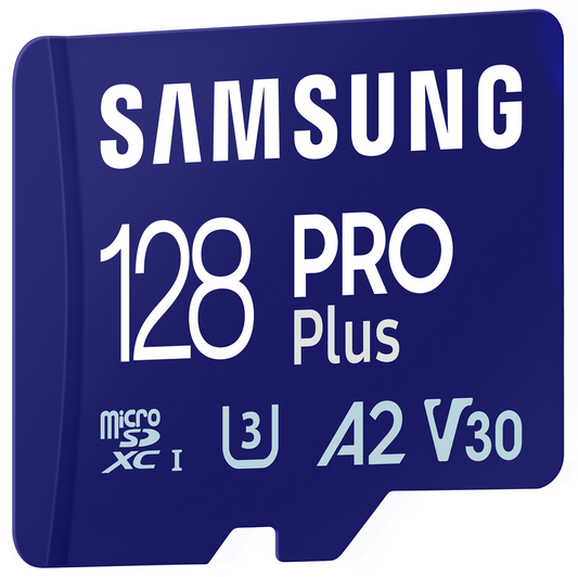Minnekort microSDXC Samsung PRO Plus, 128Gb, Klasse 10 / UHS-1 U3, Med Adapter MB-MD128SA/EU