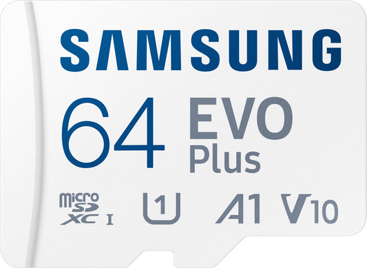 Samsung Evo Plus microSDXC minnekort, 64 GB, klasse 10 / UHS-1 U1, med adapter MB-MC64KA/EU