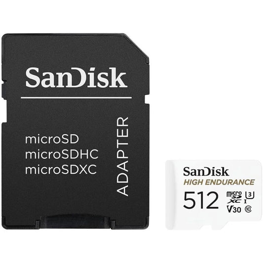Minnekort microSDXC SanDisk High Endurance, 512Gb, Klasse 10 / UHS-1 U3, Med Adapter SDSQQNR-512G-GN6IA