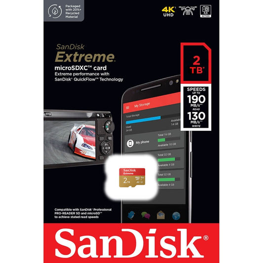 SanDisk Extreme microSDXC minnekort, 2TB, Klasse 10 / UHS-1 U3 SDSQXAV-2T00-GN6MN