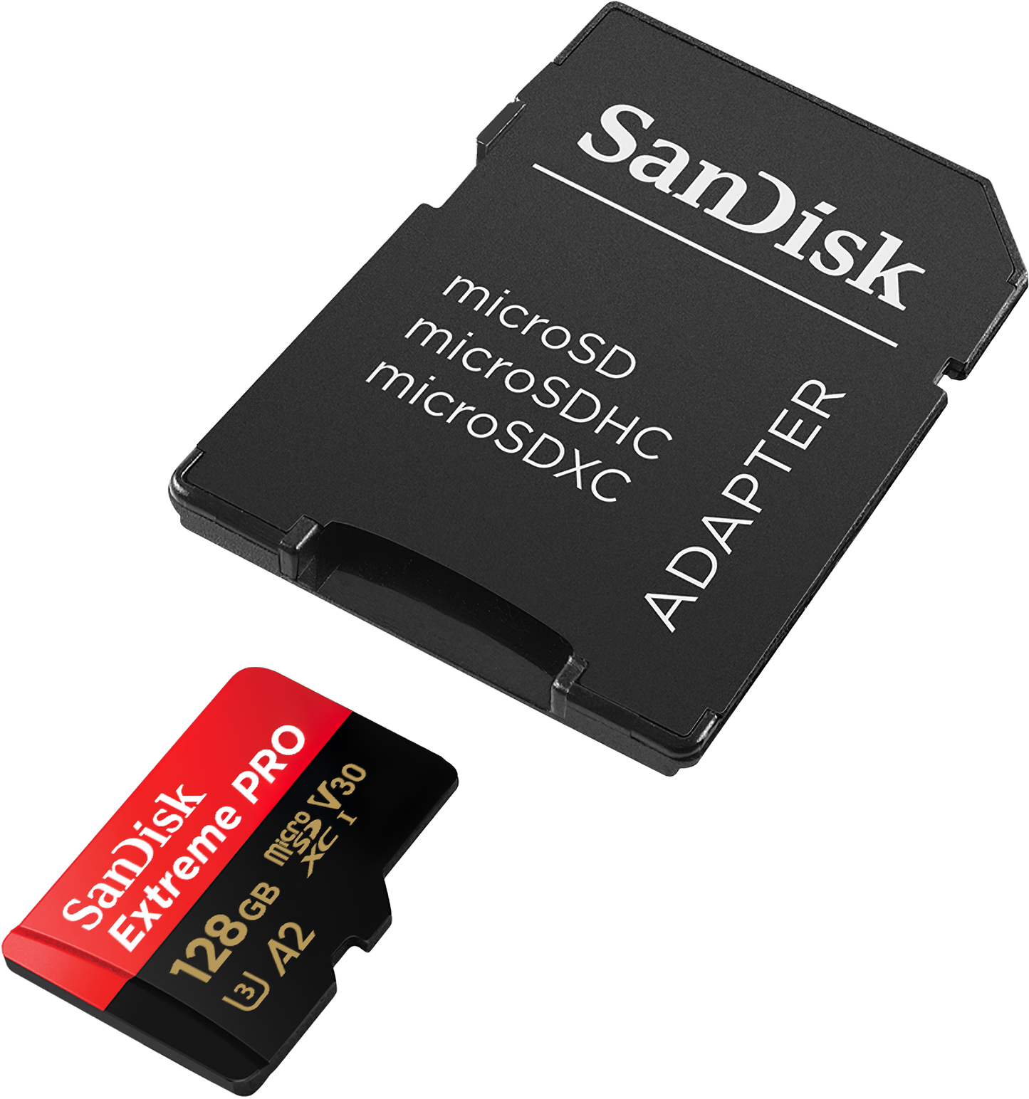 Minnekort microSDXC SanDisk Extreme Pro, 128Gb, Klasse 10 / UHS-1 U3, Med Adapter SDSQXCD-128G-GN6MA