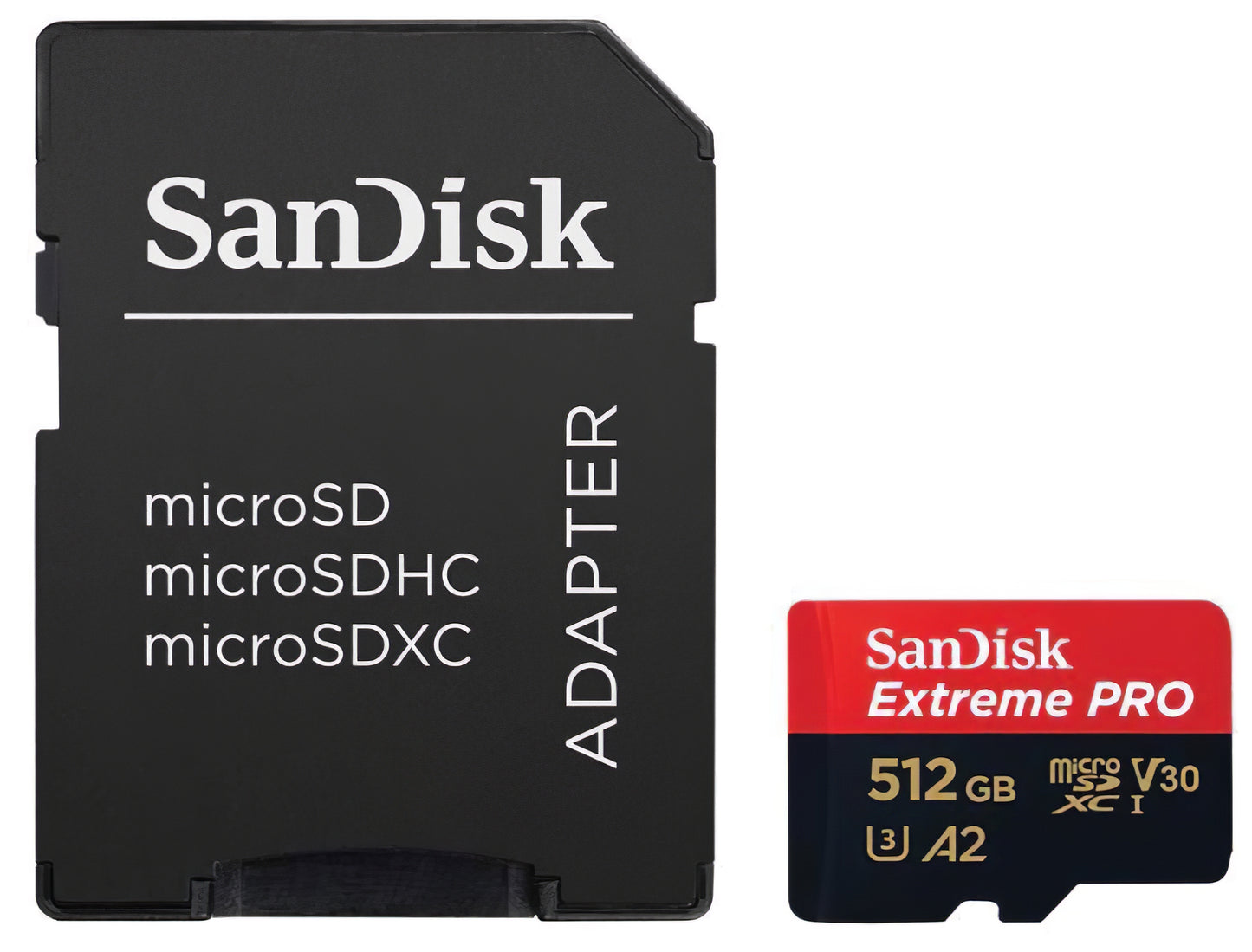 Minnekort microSDXC SanDisk Extreme Pro, 512Gb, Klasse 10 / UHS-1 U3, Med Adapter SDSQXCD-512G-GN6MA