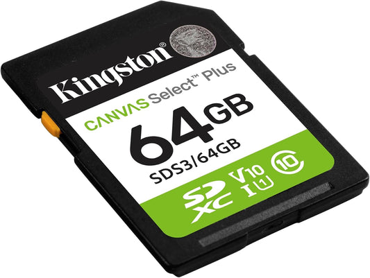 Kingston Canvas Select Plus SDXC Minnekort, 64GB, Klasse 10 / UHS-1 U1 SDS3/64GB