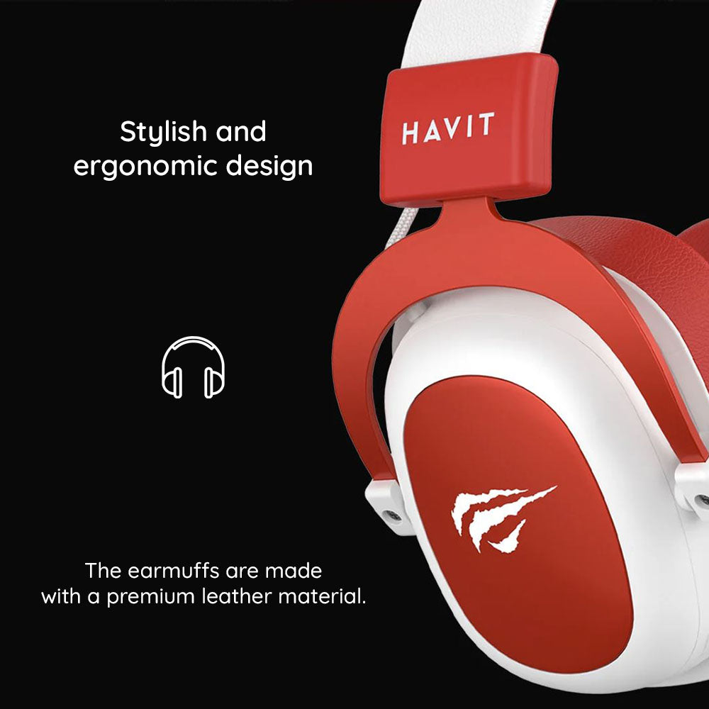 Gaming-hodetelefoner 3.5mm HAVIT H2002D, 2m, Røde