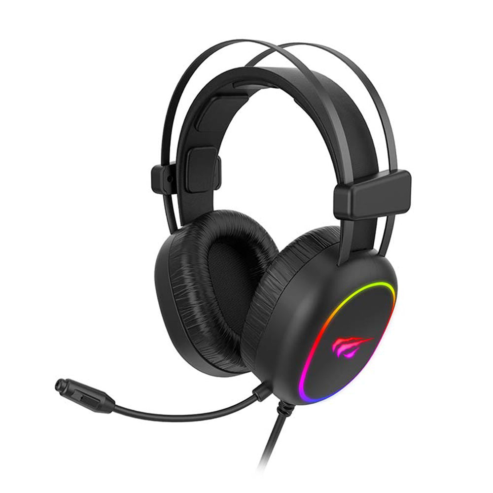 Gaminghodetelefoner 3.5mm HAVIT H2016d, RGB, 2m, Svarte