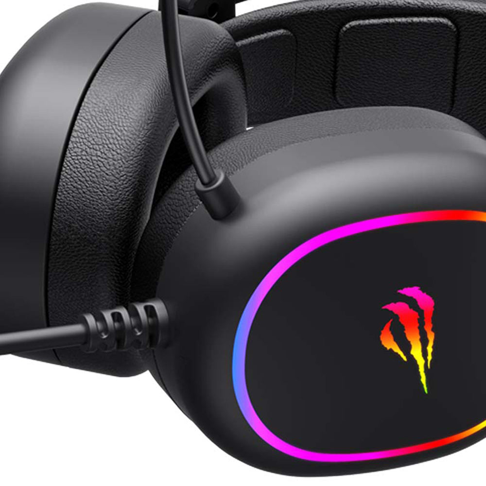 Gaminghodetelefoner 3.5mm HAVIT H2016d, RGB, 2m, Svarte