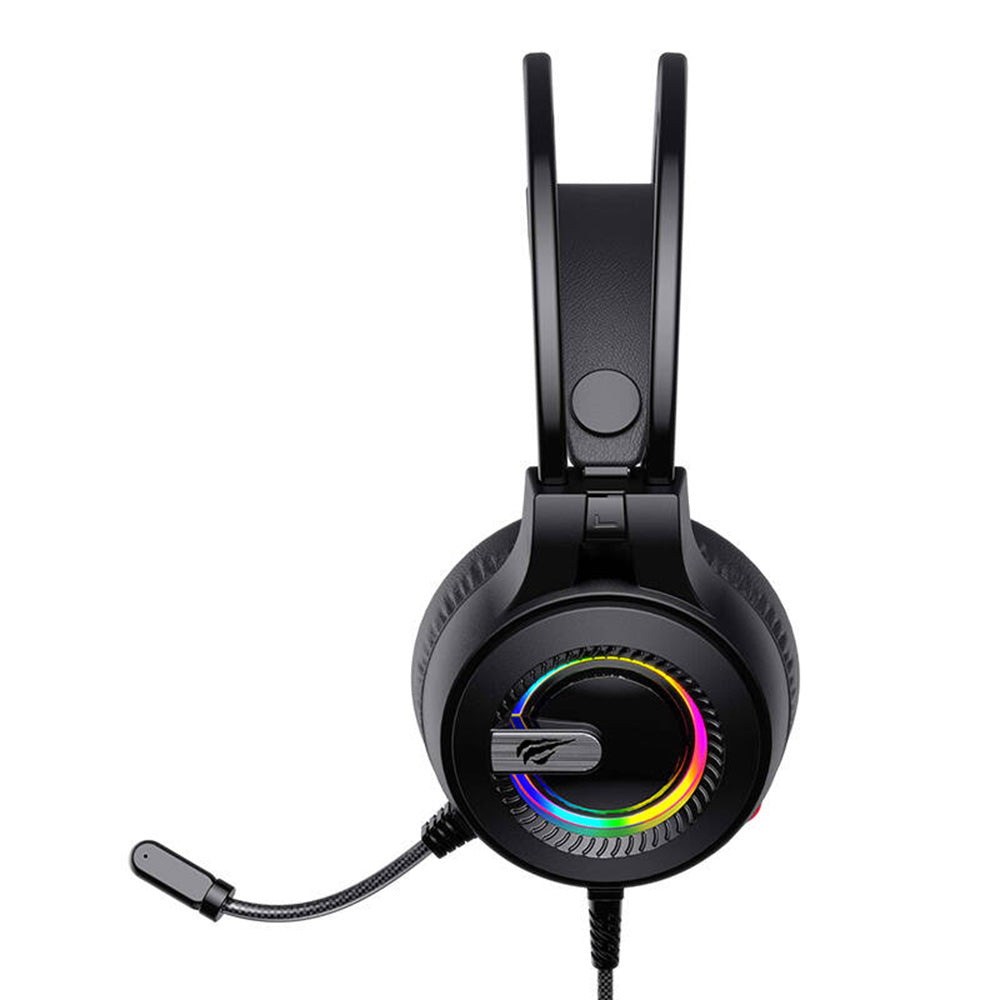 Gaminghodetelefoner 3.5mm HAVIT H2040d, RGB, 2.1m, Svarte