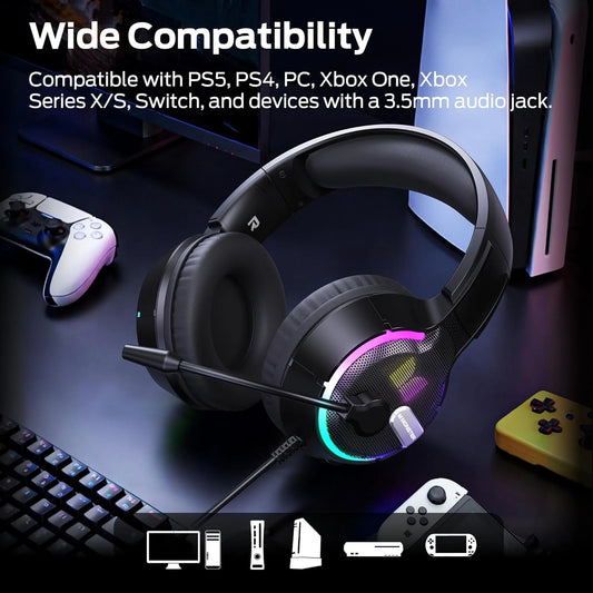 Gaming Headset 3,5 mm Monster Mission 320, RGB, 1,9 m, Svart