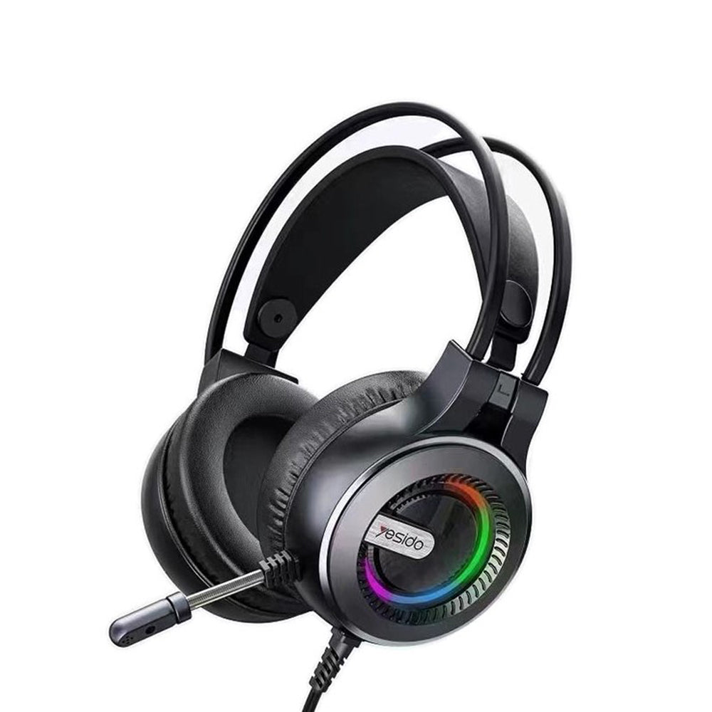 Gaminghodetelefoner 3.5mm Yesido EK02, RGB, 2.2m, Svarte