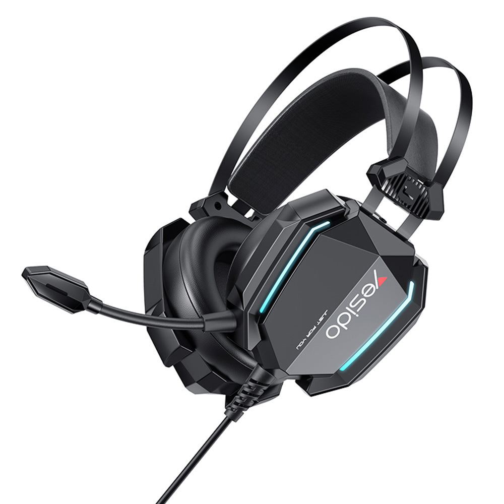 Gaming-hodetelefoner 3.5mm Yesido EK03, RGB, 2m, Svarte