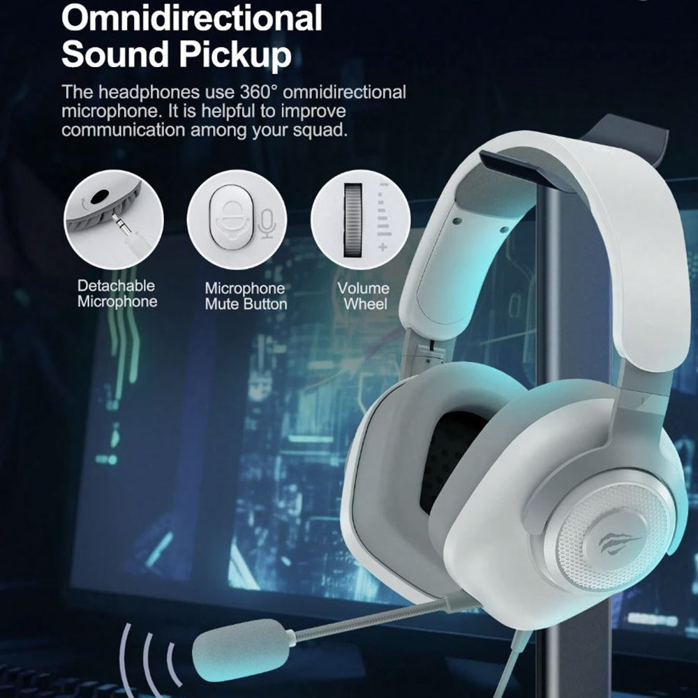 Gaming-hodetelefoner USB HAVIT H2230U, 1.8m, Hvite