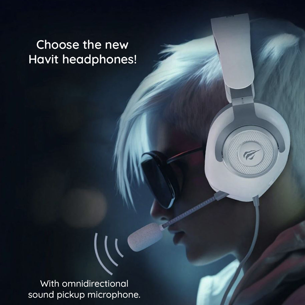 Gaming-hodetelefoner USB HAVIT H2230U, 1.8m, Hvite