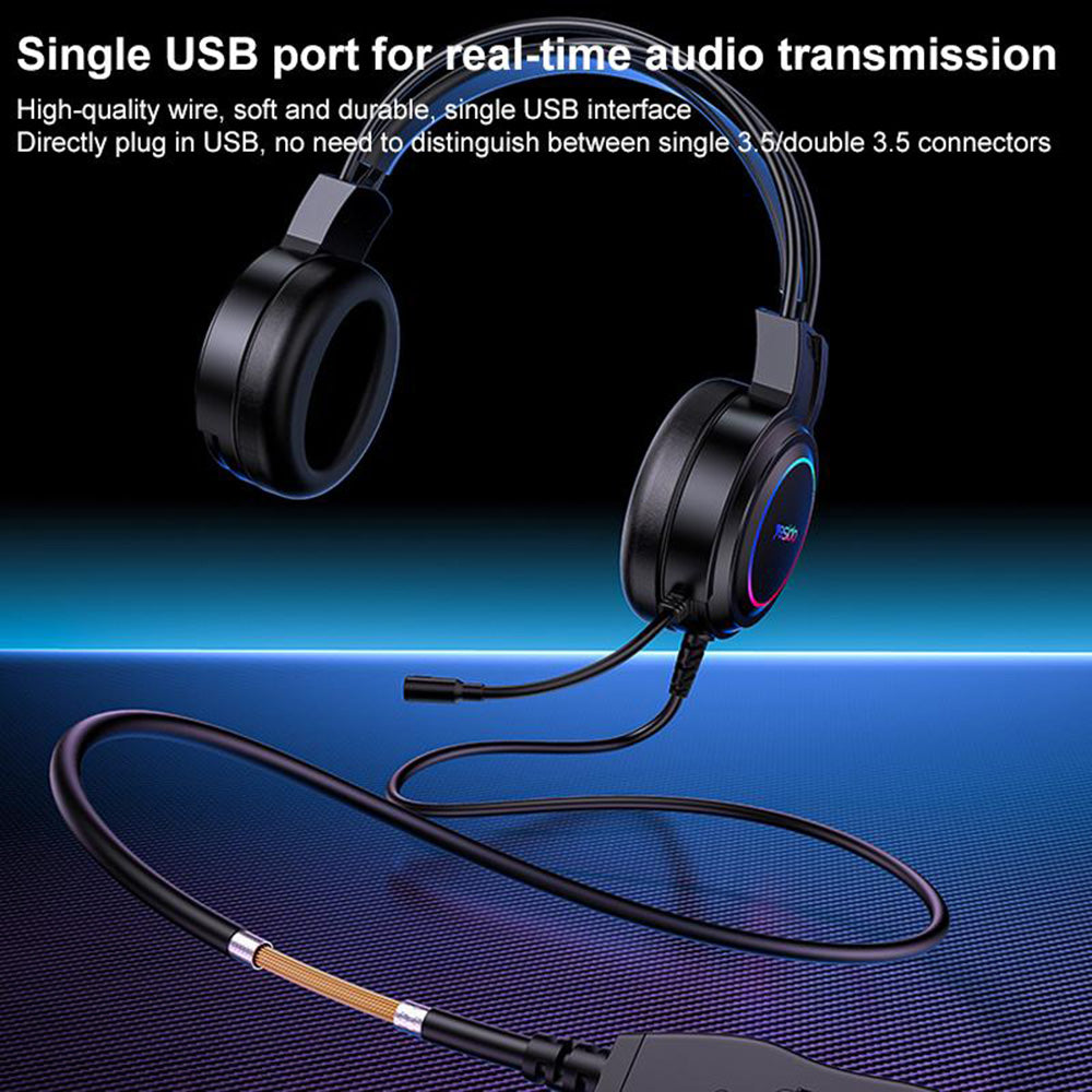 Gaming-hodetelefoner USB Yesido EK05, RGB, 1.2m, Svarte